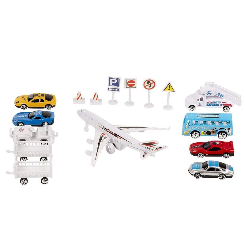 Airport Playset - 16-Piece Airport Terminal Kids Toy Planes, Play Vehicles, Best Gift For Children