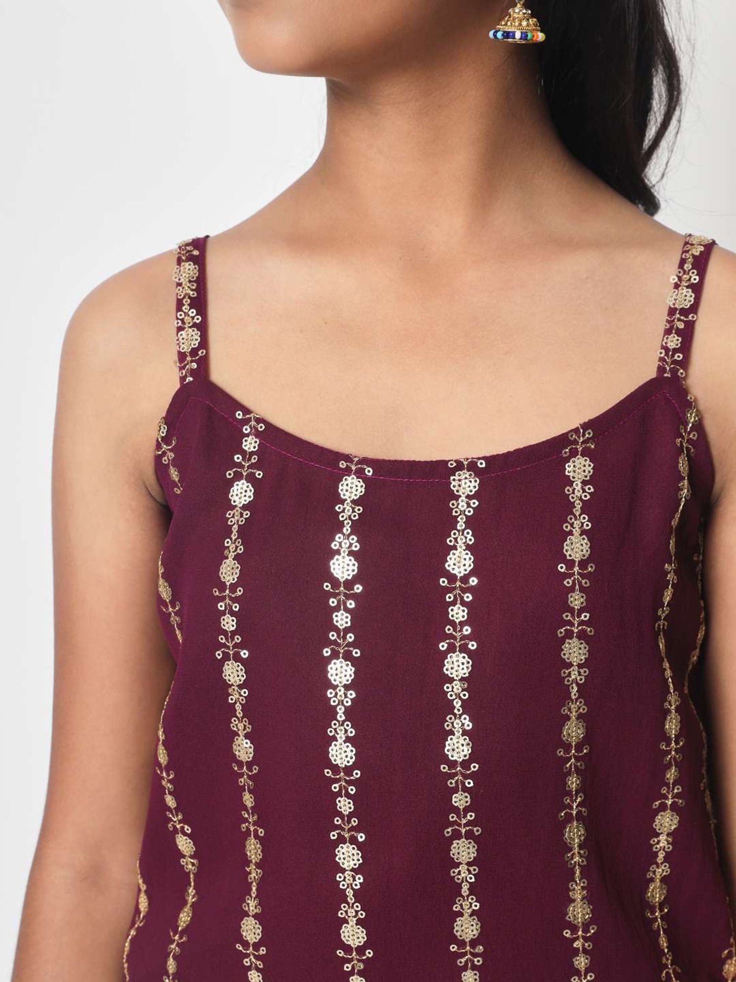 studiorasa Kids Purple Embroidered Kurti Set