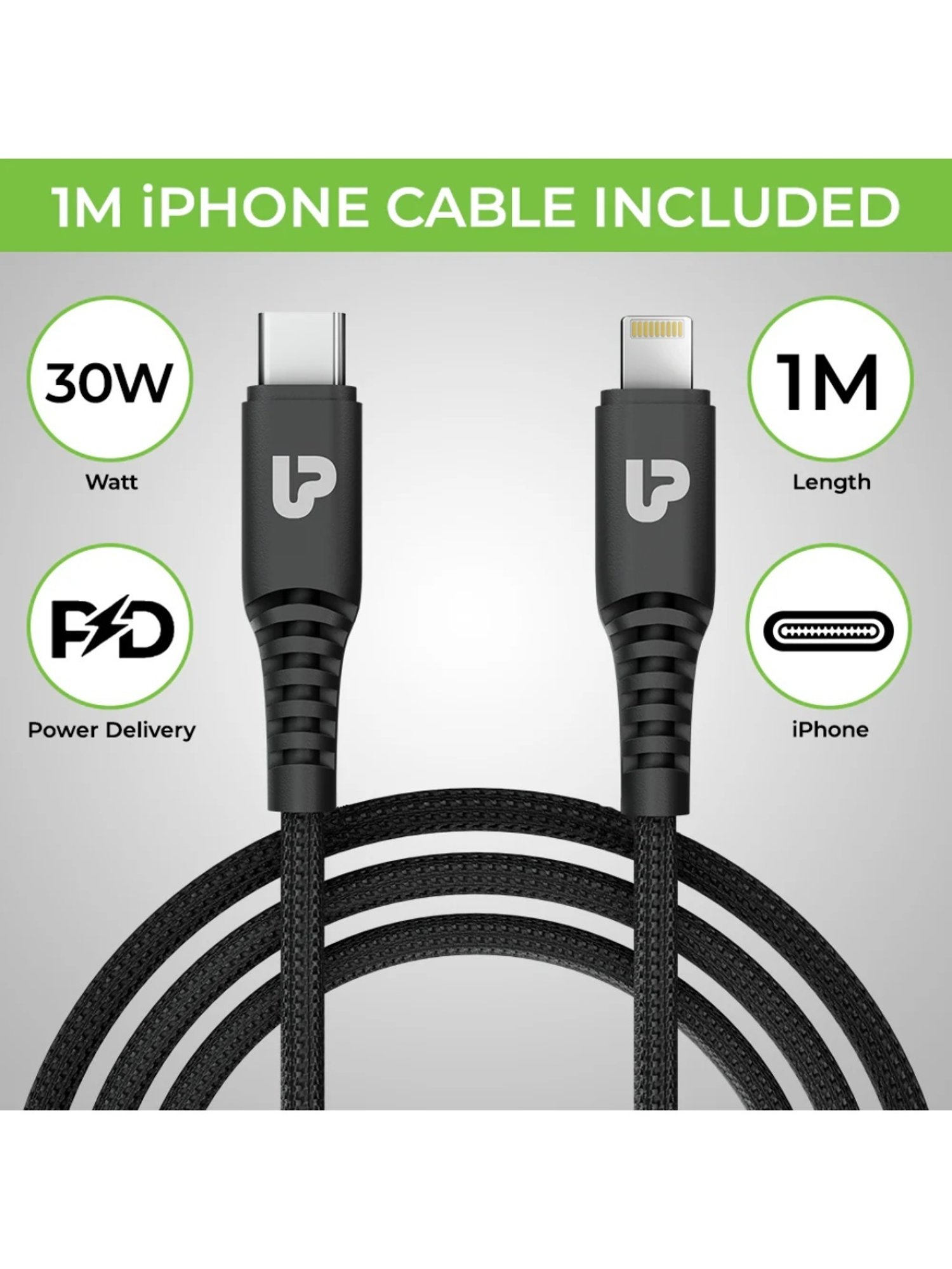 Moerdon SCB138 Fast Charging Data transfer Cable with LED indicator (Black)