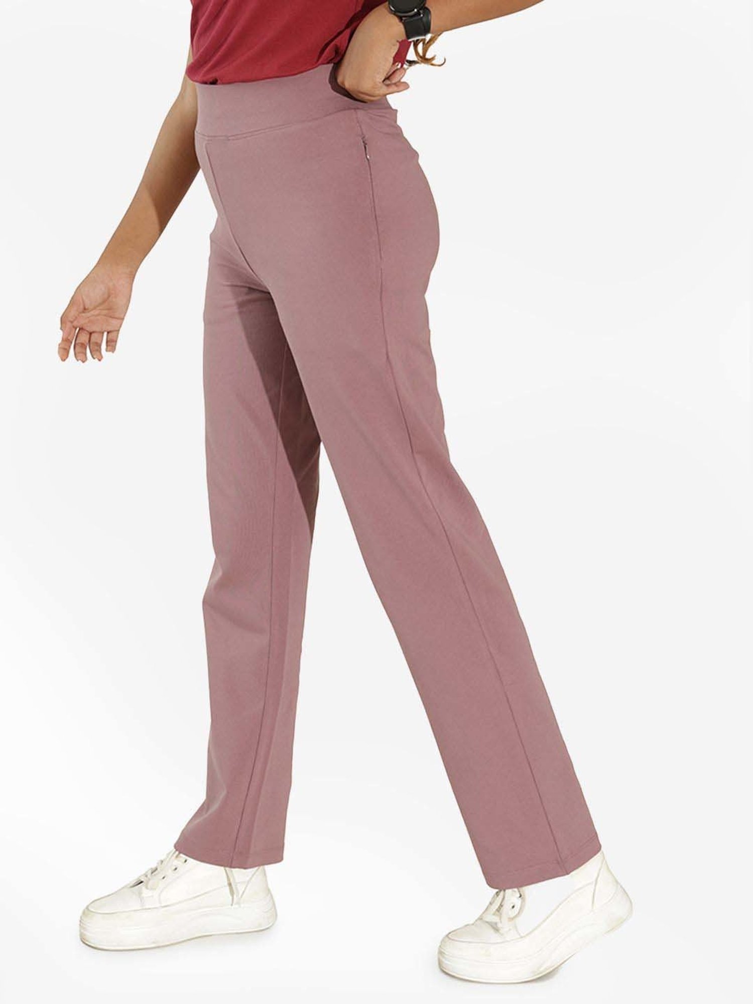 BlissClub Purple Cotton Straight Pants