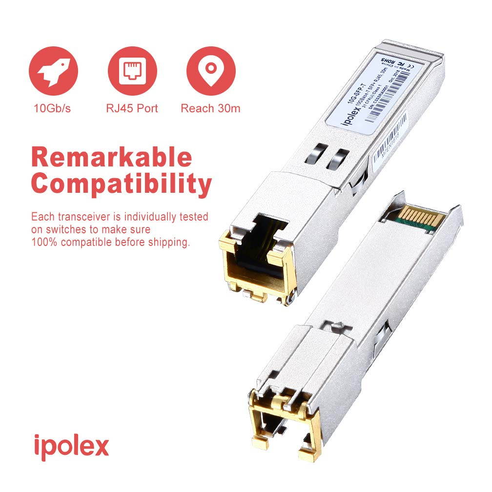 ipolex for Intel SFP+ 10GBase-T Module, 10 Gigabit SFP+ RJ45 Copper Transceiver, 30-Meter