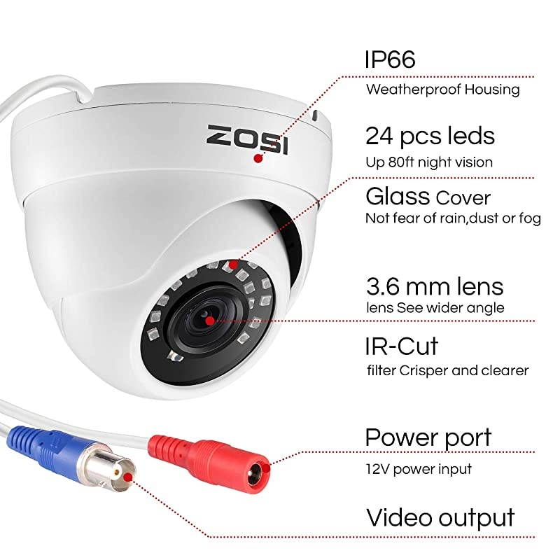 4 Pack 1080P Security Cameras 2.0MP Waterproof Outdoor Indoor 80ft Day Night CCTV White Dome Surveillance Cameras Compatible with 720P/1080N/1080P/5MP/4K HD-TVI AHD CVI Analog CCTV DVR Systems