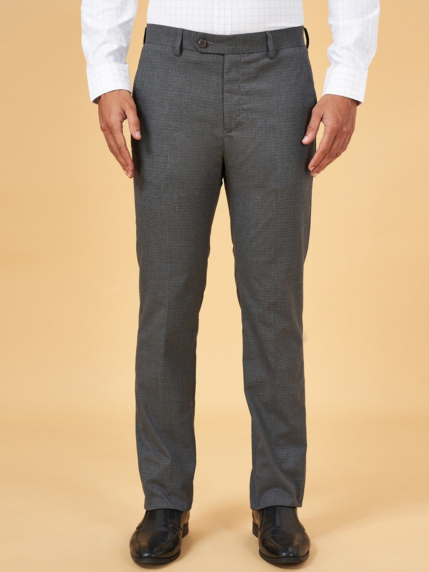 Byford by Pantaloons Dark Grey Slim Fit Trousers