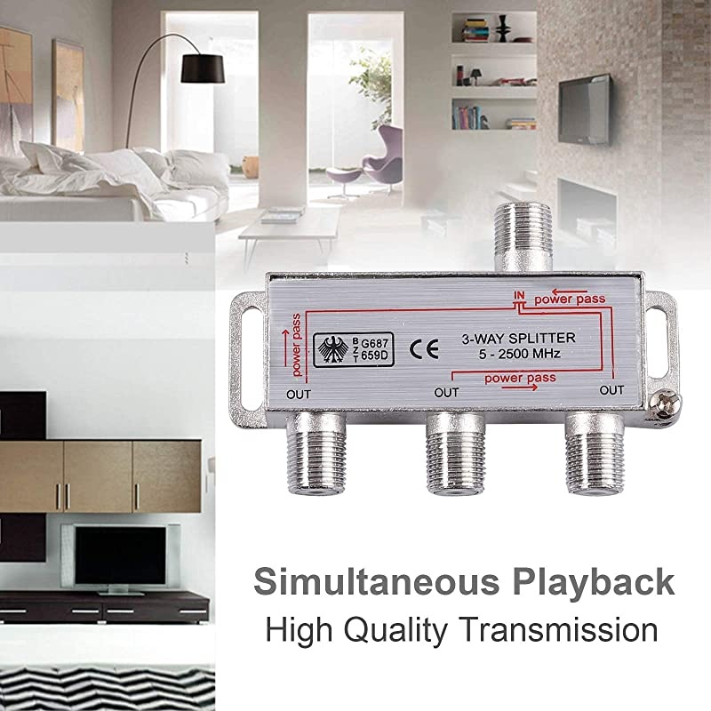 3 Way Coax Cable Splitter MoCA 5-2500MHz, TV Antenna Splitter