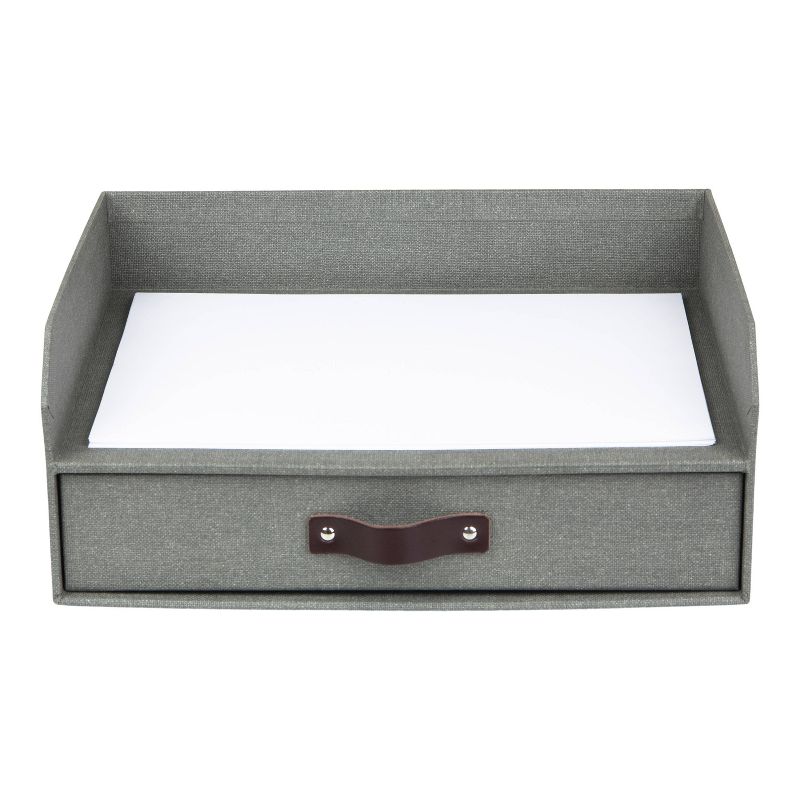 Walter Canvas Letter Tray with Drawer Gray - Bigso Box of Sweden
