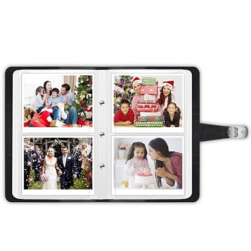 Wallet Photo Album for Fujifilm Instax Wide 300 Polaroid OneStep 264 Pockets Snap Fastener Album Compatible with Polaroid POP Originals 600 Camera 35x45 Inch Film Vintage Black