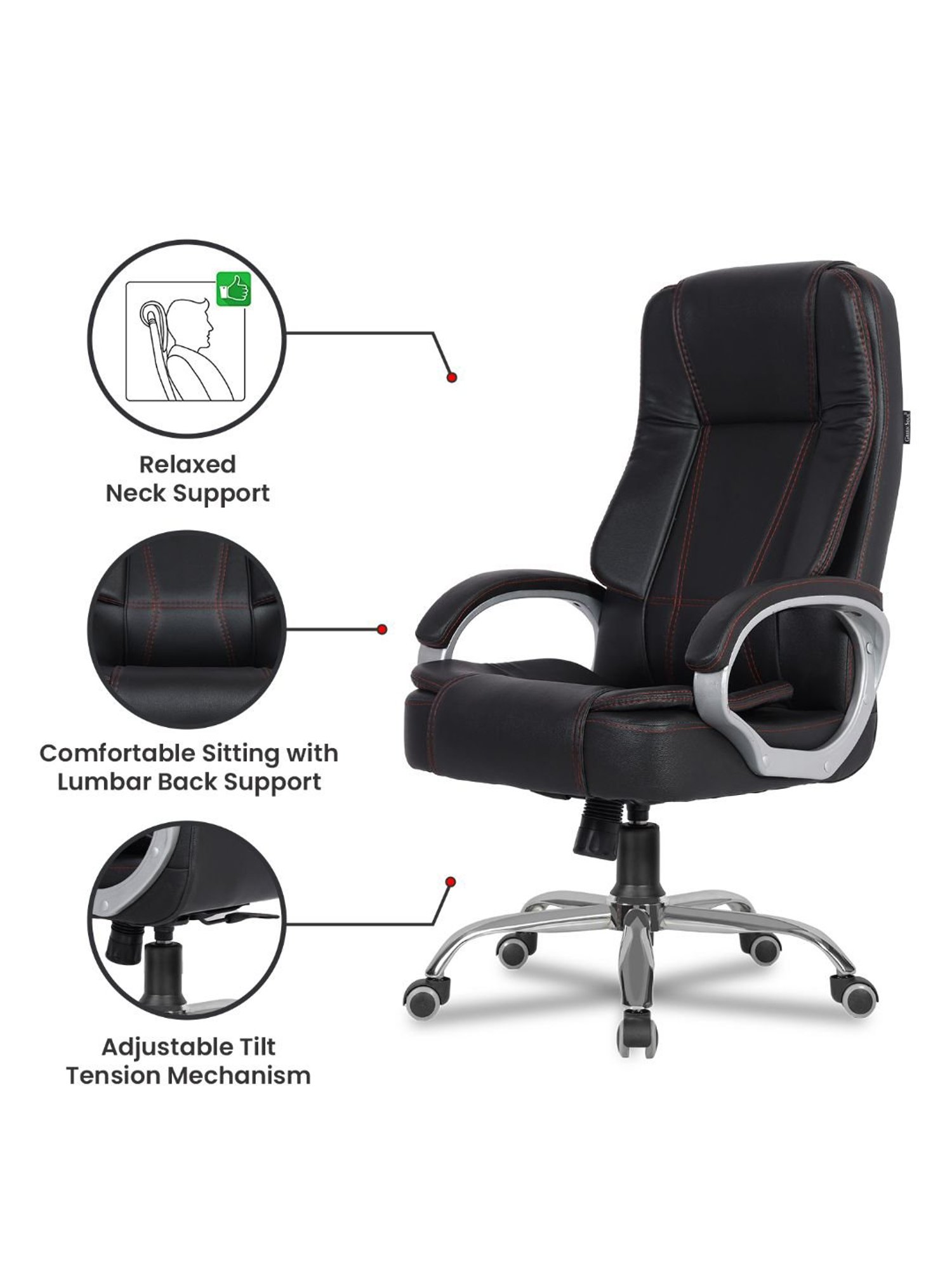 Green Soul Vienna Black PU Leather High Back Chair