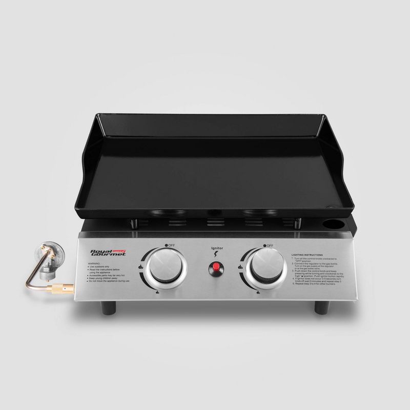 Portable 2 Burner Propane Gas Grill Griddle PD1200 Black - Royal Gourmet