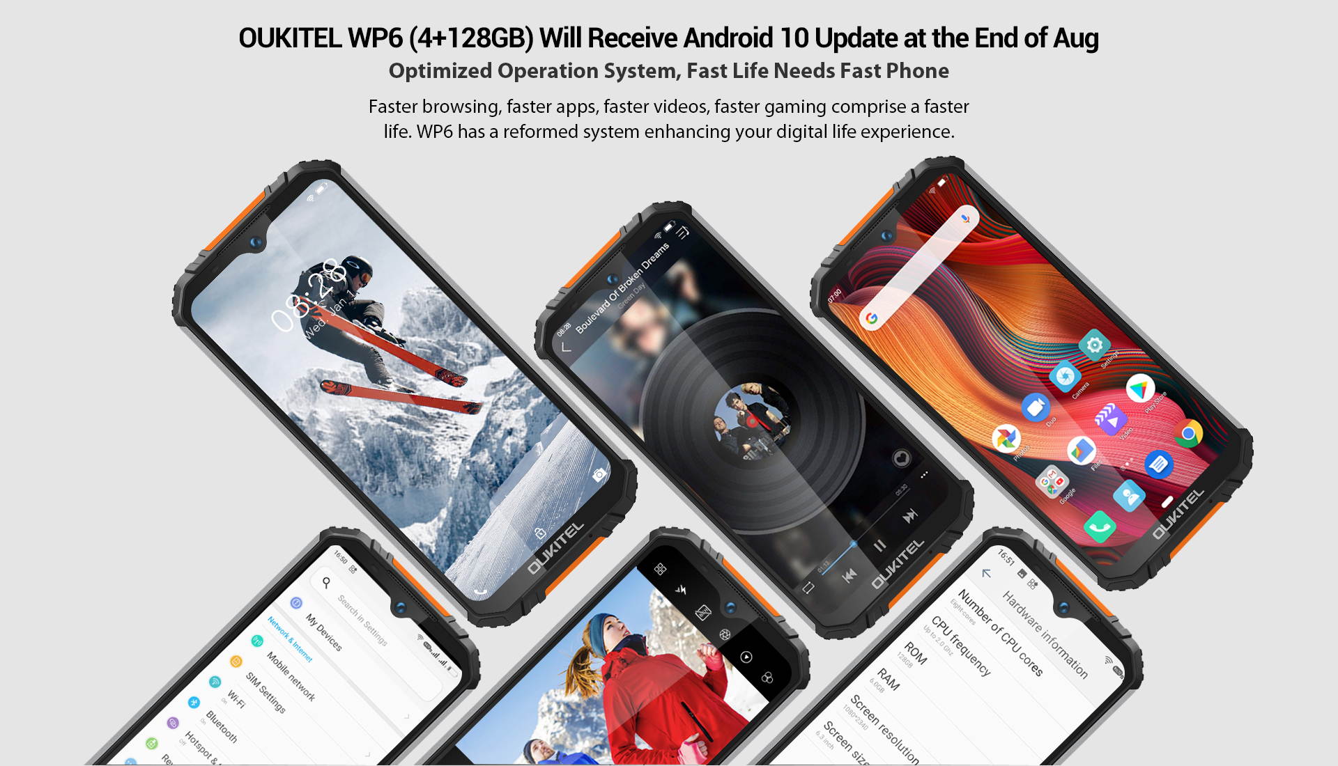 Rugged Mobile Phone (2020) OUKITEL WP6, with 10000 mAh Battery (18 W Fast Charge), 48 MP Quad Camera, Helio P70 6GB + 128GB, 6.3 Inch FHD + Gorilla Glass