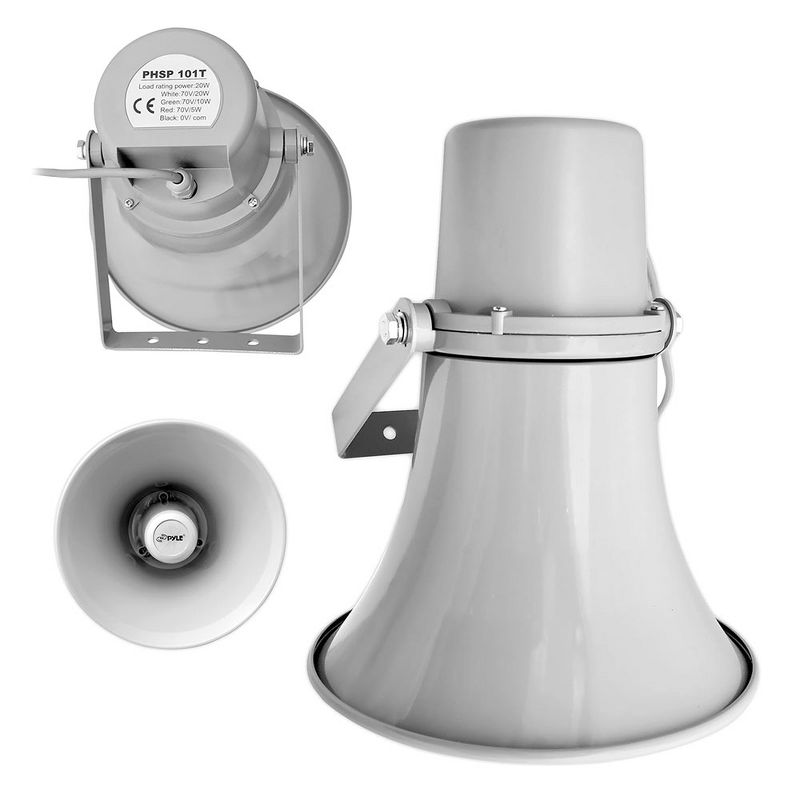 PyleHome PHSP101T 9.7 Inch 20 Watt Indoor and Outdoor Compact Loud Sound Wall Mount PA Horn Megaphone Speaker with 70V Transformer
