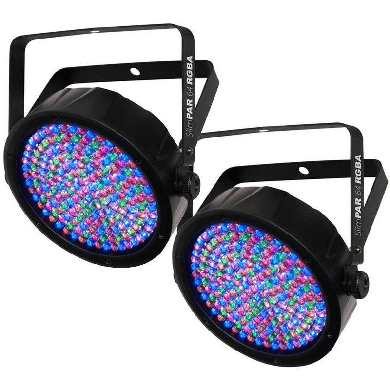 (2) Chauvet DJ SlimPar 64 RGBA LED DMX Compact Slim Par Can Stage Light Effects