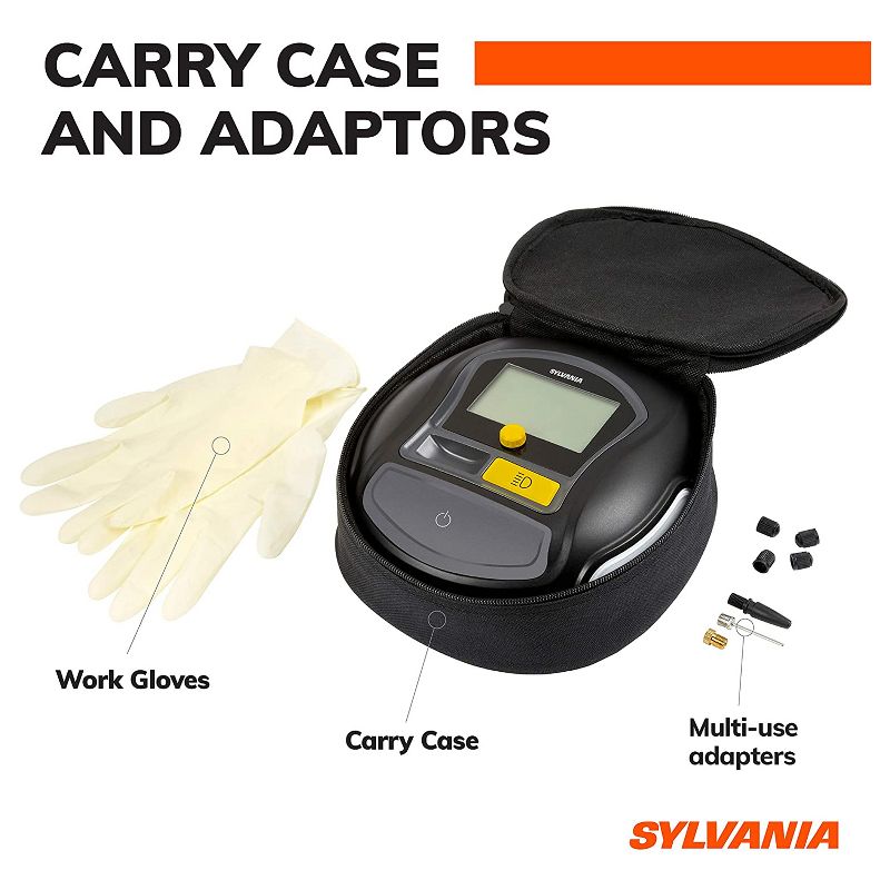 Sylvania Rapid Portable Tire Inflator with Auto Stop, LED Digital Display and Carrying Case for Sports Balls, Vehicle Tires, Bike Tires