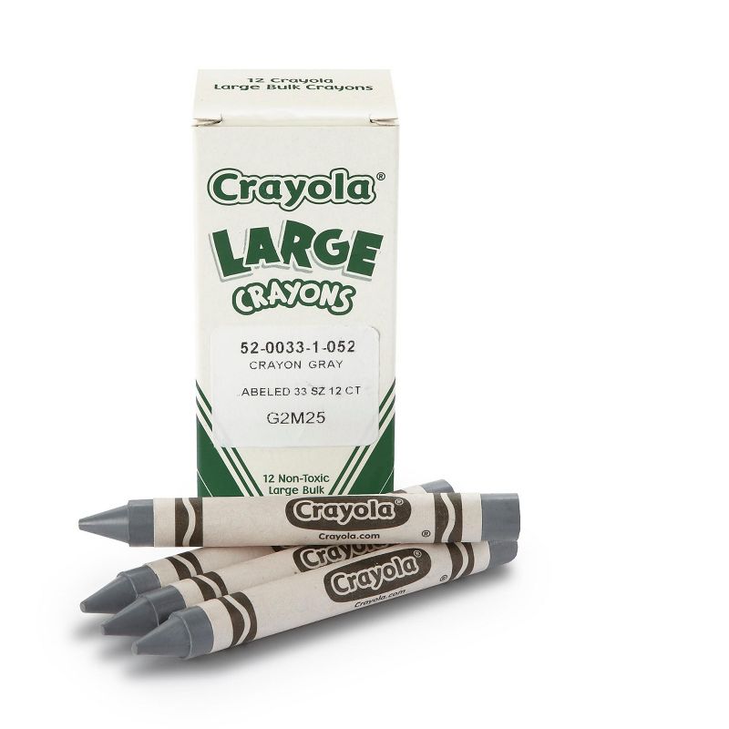 Crayola Large Crayons, 12 Pack, Gray 52-0033-052