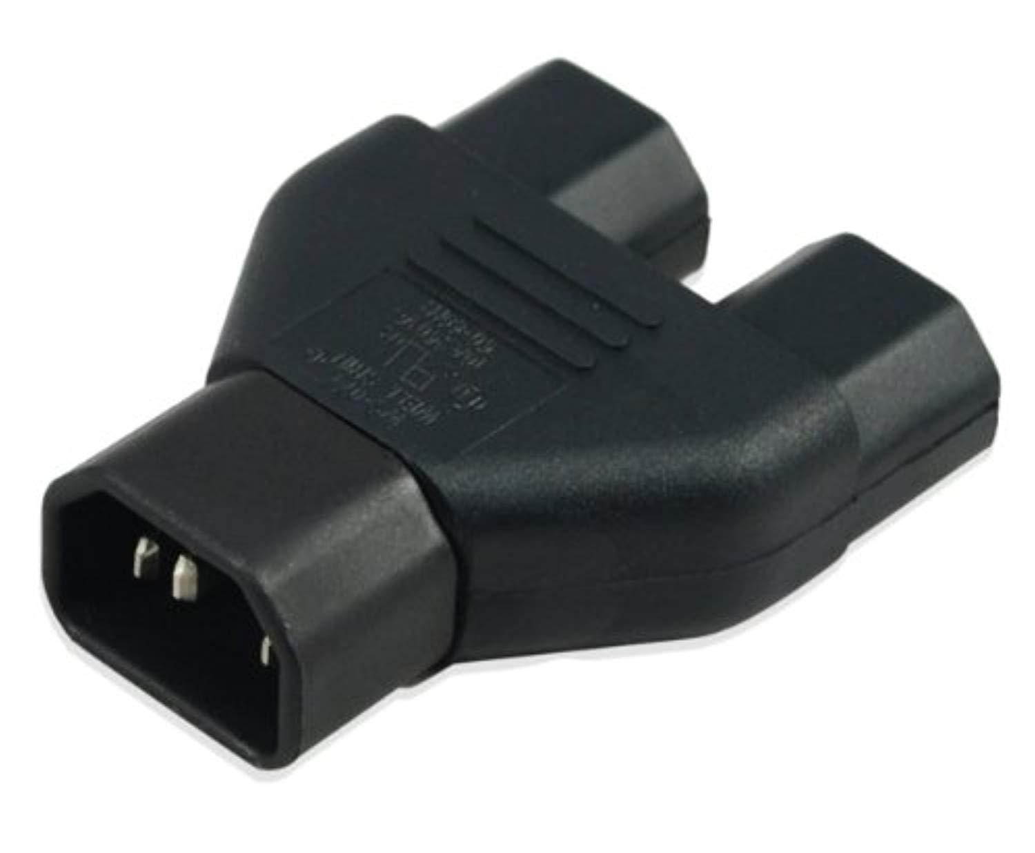 conntek 30102 y male plug adapter iec c14 to two iec c13 female connector