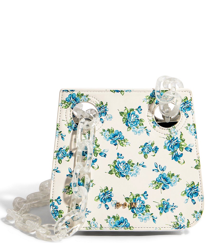 House of Want We Are Original Floral Vegan Leather Chain Link Strap Shoulder Bag