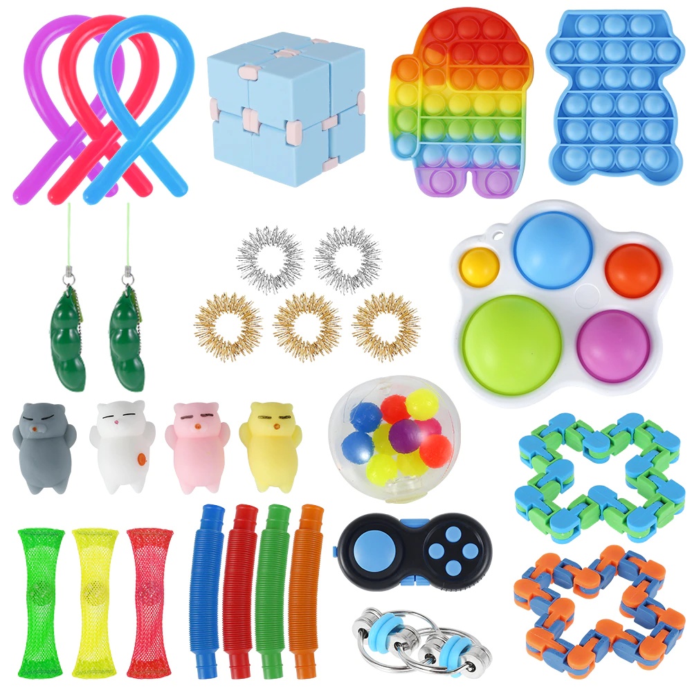 Fidget Toys Anti Stress Set Stretchy Strings Pop It Popit Gift Pack Adults Children Squishy Sensory Antistress Relief Figet Toys