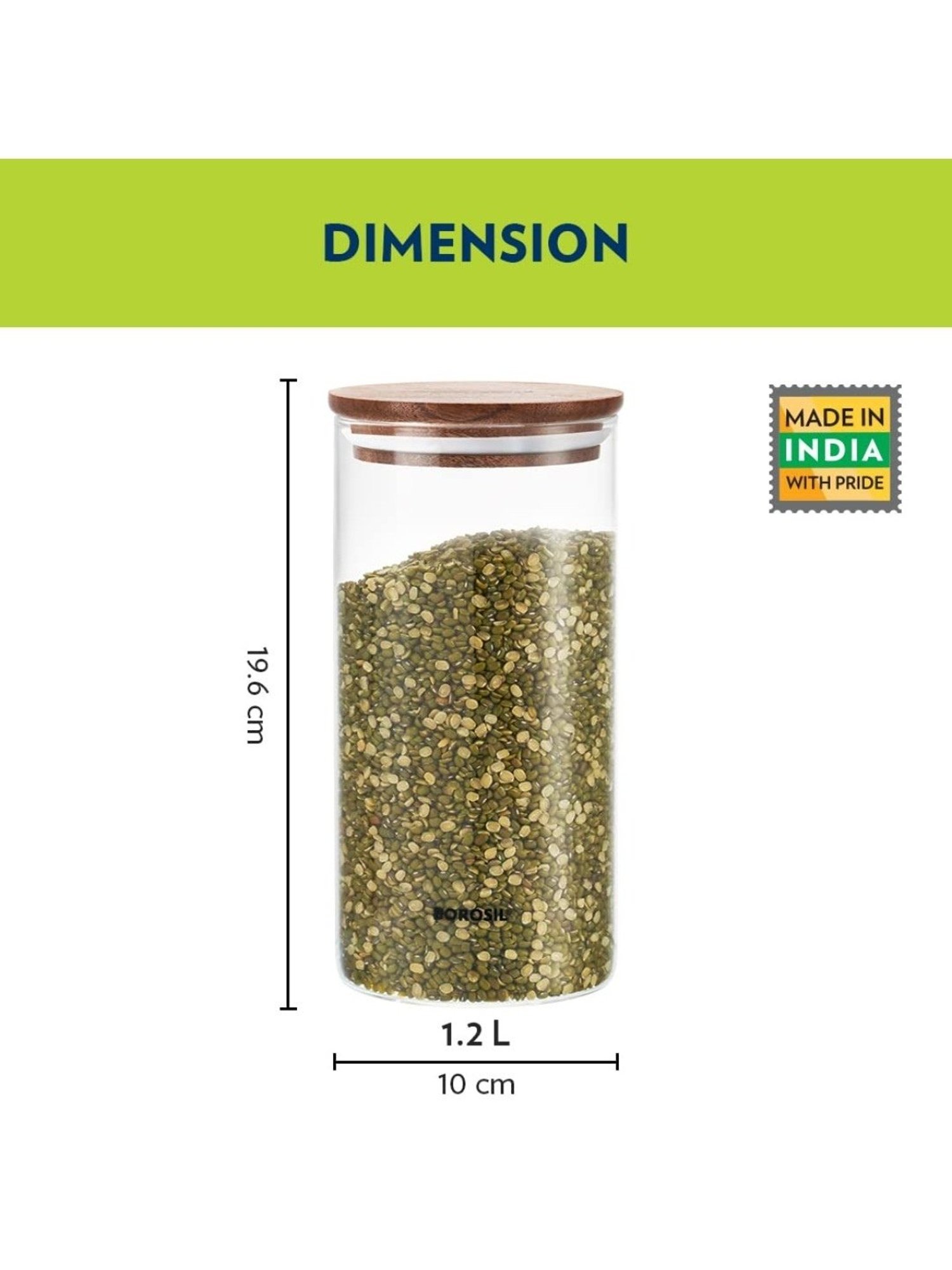 Borosil Transparent Glass Jar & Container (1200ml)