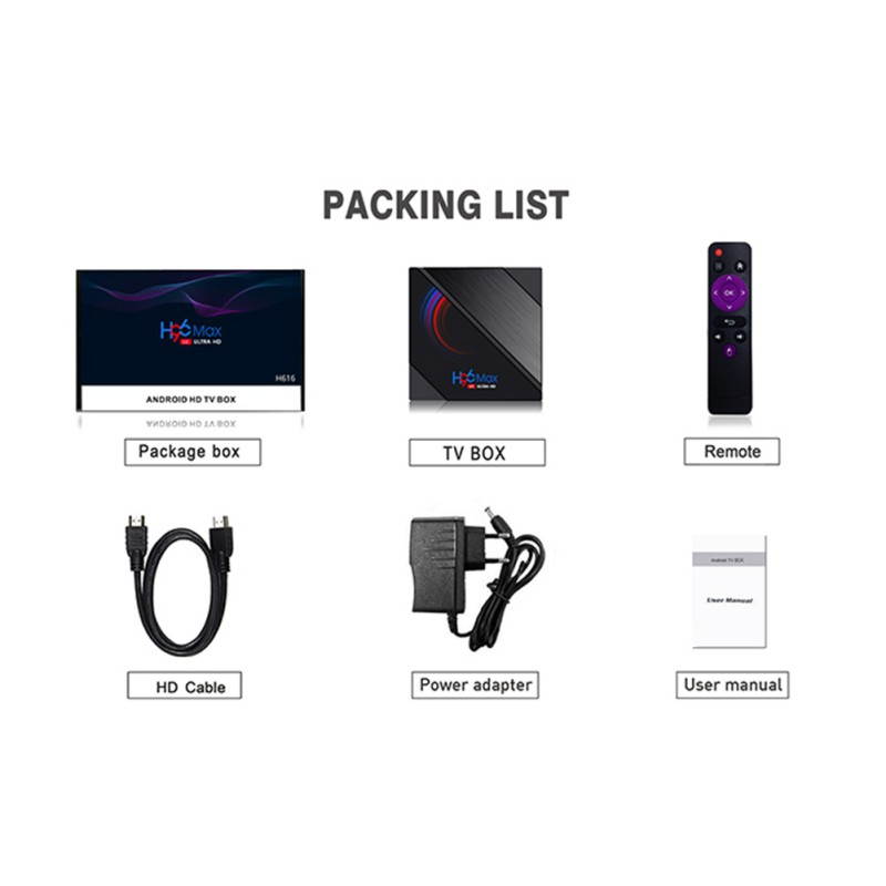 H96 MAX Android 10.0 4GB+64GB 5G WIFI BT 4K Smart TV Box Quad Core 3D Media Player