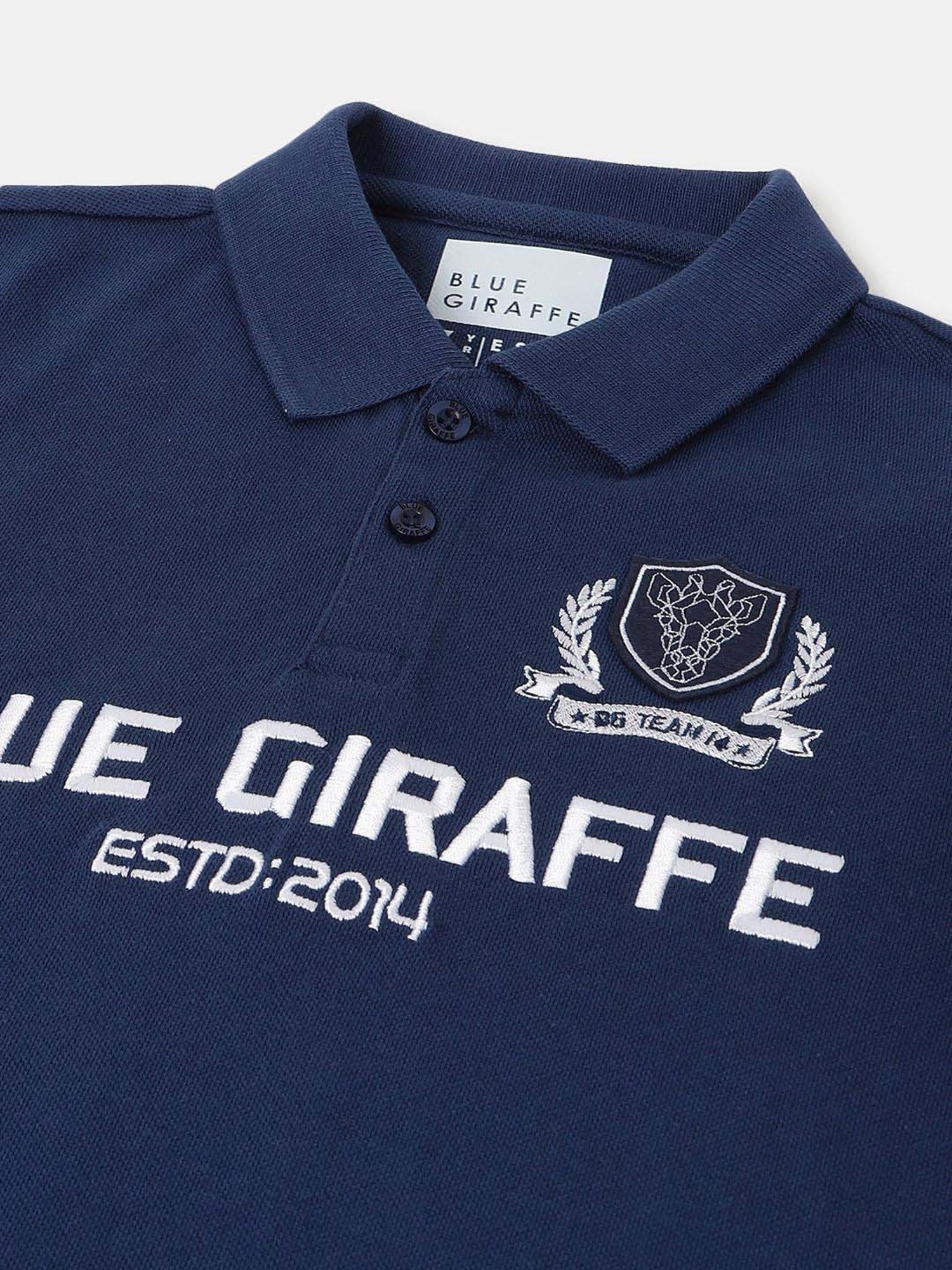 Blue Giraffe Kids Navy Cotton Polo T-shirt