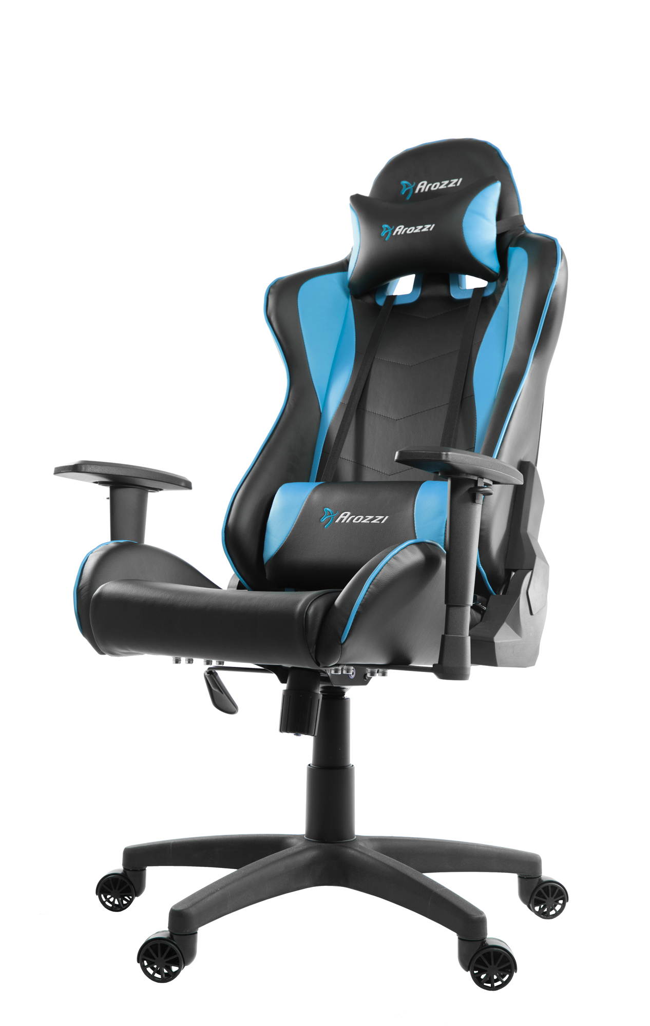 Arozzi Forte Gaming Chair Blue - Cold Cured Foam, Adjustable Head + Back Pillow