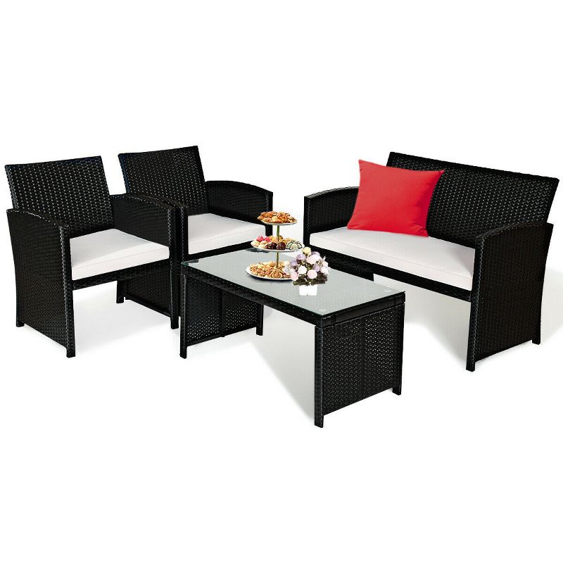 Breckenridge 4pc Seating Set Java Brown Fame Sunbrella Meredian Brick Red Fabric - La-Z-Boy