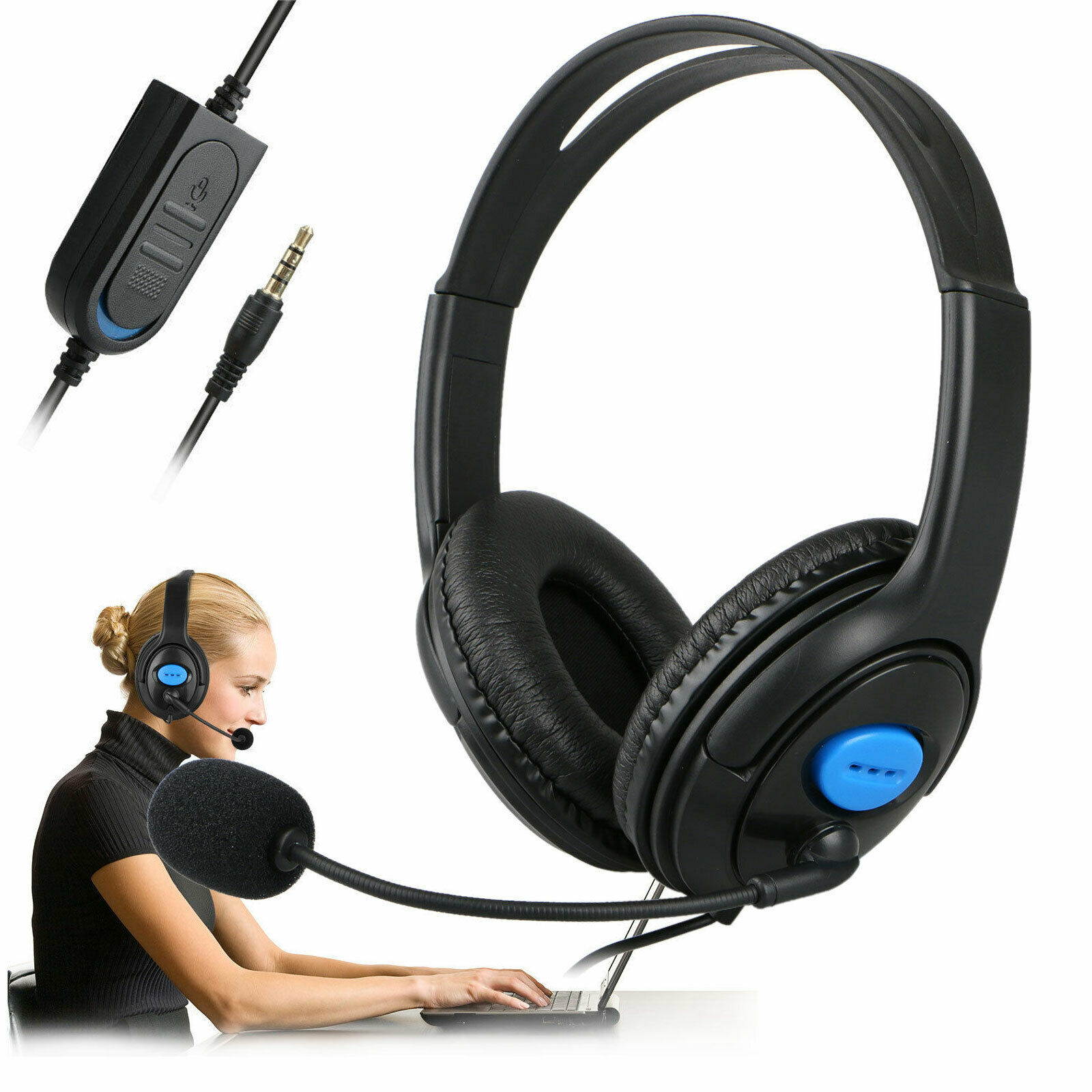 Gaming Headset Stereo Surround Headphone 3.5mm Wired Mic For PS4 Laptop Xbox One