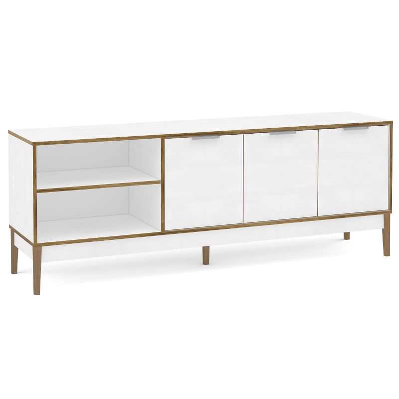 66" Boston TV Stand White/Light Brown - Chique