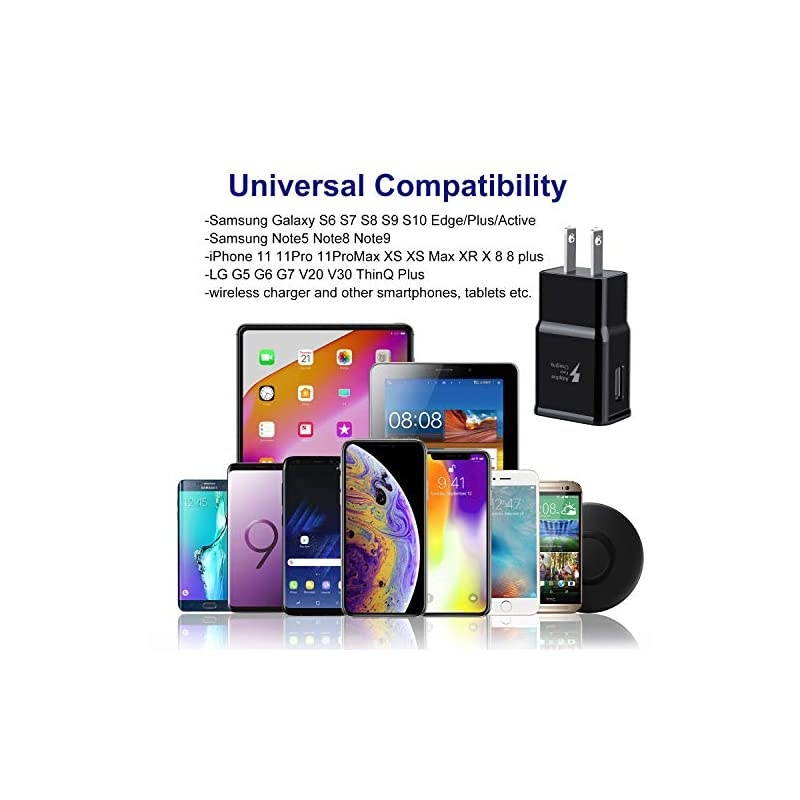 Adaptive Fast Wall Charger Adapter 4Pack  Quick Charging Block Compatible with Samsung Galaxy S9 S8 S10 EdgeActivePlus Note 9 8 LG G6 5 V20 30 HTC Moto Black