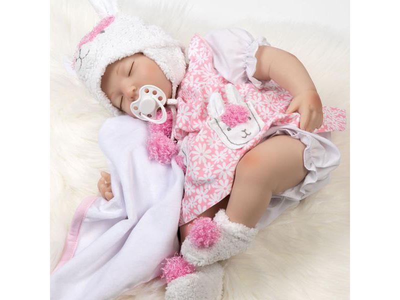 Paradise Galleries Reborn Baby Doll With Magnetic Mouth, Lullaby Llama, 18 inch Sleeping Baby in SoftTouch Vinyl, 7-Piece Doll Gift Set