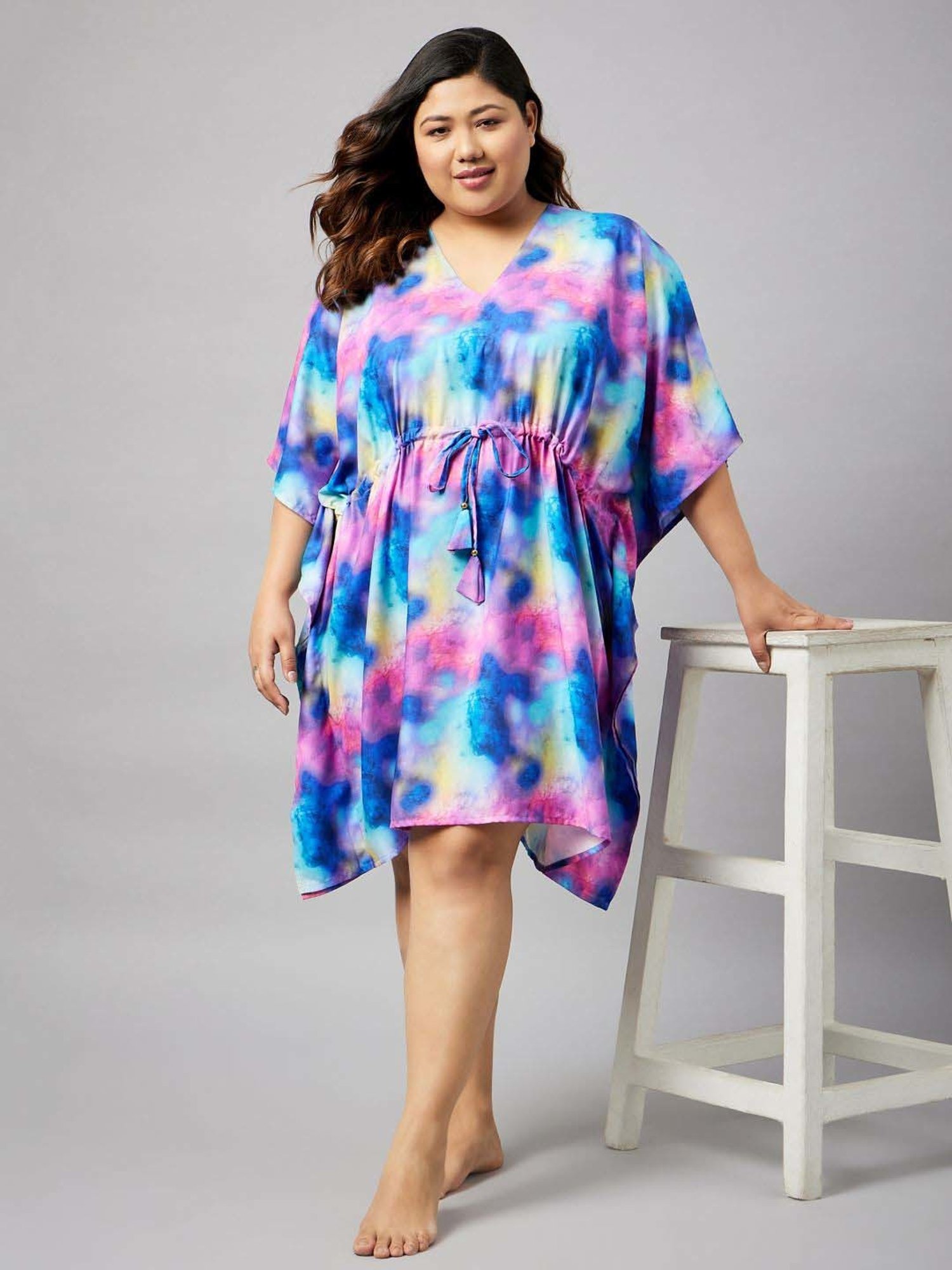 Secrets By ZeroKaata Blue Printed Kaftan