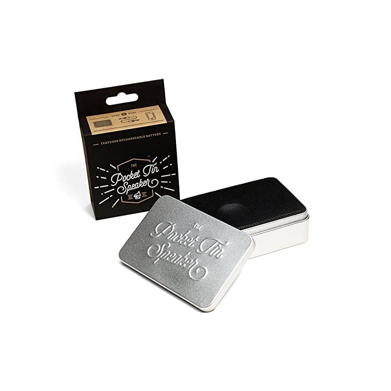 Tin Speaker USB Rechargeable Portable Speaker Silver Luckies of London