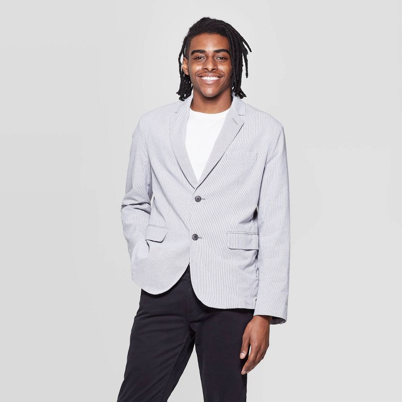 Men's Striped Lightweight Blazer - Goodfellow & Co™ Railroad Gray S