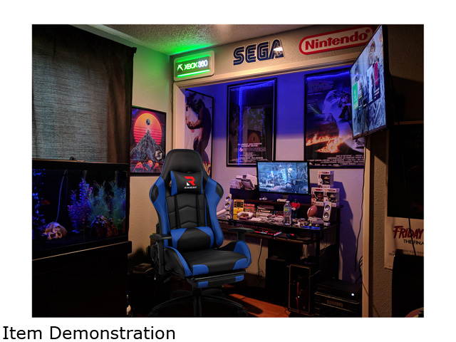 Massage Racing Chair with Retractable Footrest Gaming Chair - Computer Office Adjustable Lumbar Cushion Headrest Swivel Rocking Function Desk Chair 5 Colors