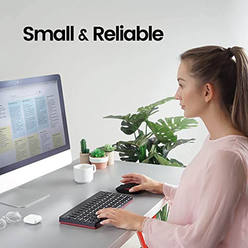 Perixx PERIDUO-712 Wireless Mini Keyboard and Mouse Set, Portable Compact Size 13 Multimedia Hot Keys Keyboard and 1000 DPI Optical Mouse Combo, Black, US Layout