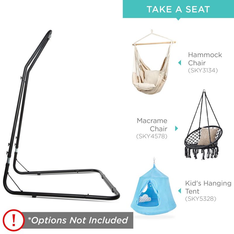 Best Choice Products Adjustable Curved Stand for Hammock Chairs and Swings - Black