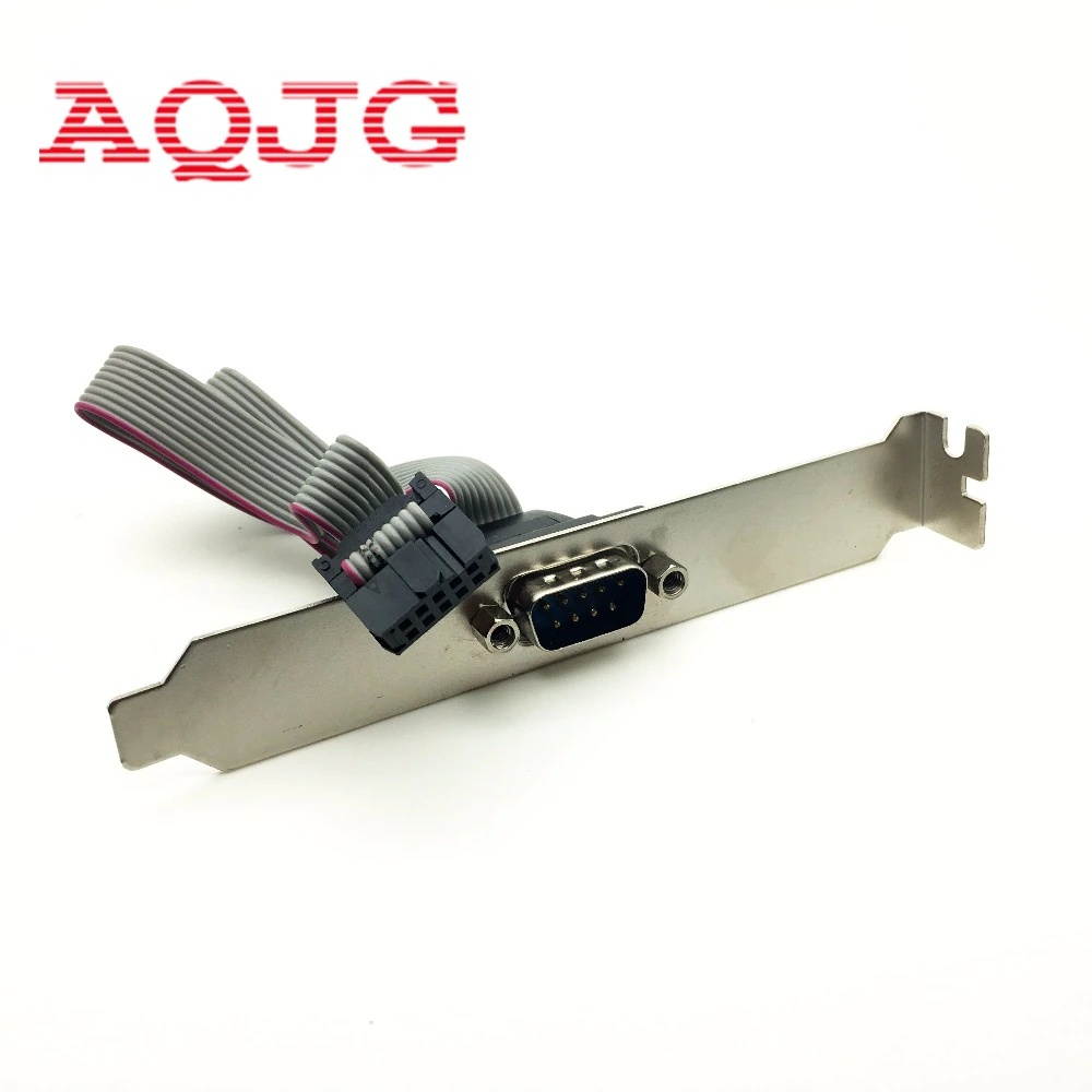 Motherboard RS232 DB9 Pin Com Port Ribbon Serial Cable Connector Bracket 50pcs AQJG