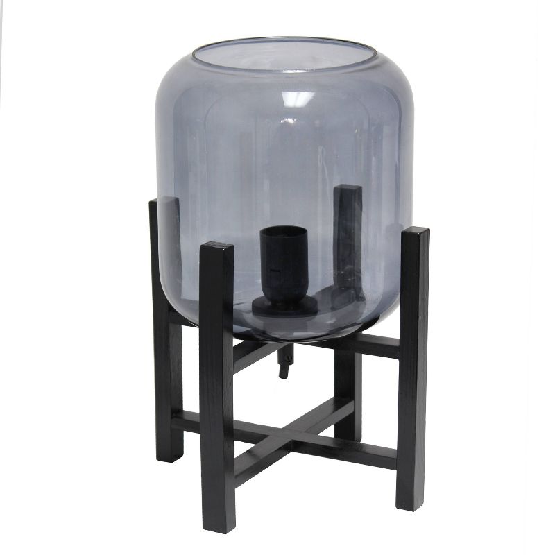 Wood Mounted Table Lamp with Glass Cylinder Shade Smoke - Simple Designs