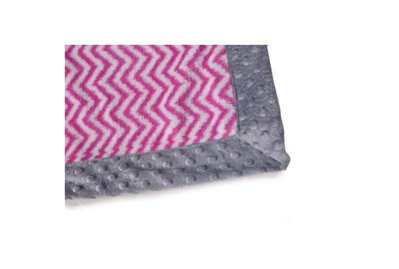 Bacati - Fuchsia Chevron with Solid Border Blanket (Fuchsia Chevron/Grey Border)