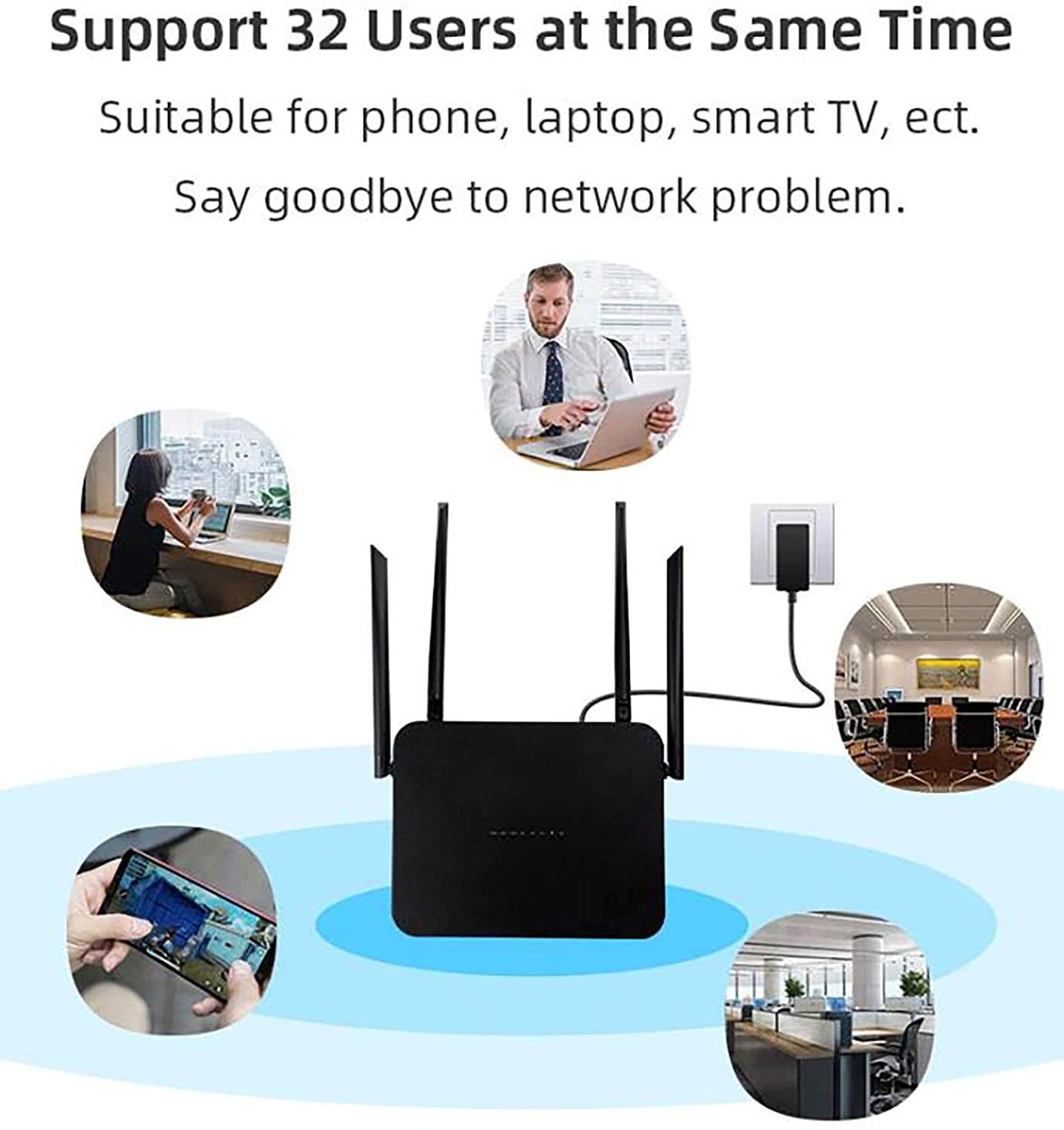 WDropro Wireless Routers for Home 4g LTE Smart WiFi Routers for Computer High Speed Wireless Internet Nighthawk Router with SIM Card Long Range Coverage by 4 Antennas