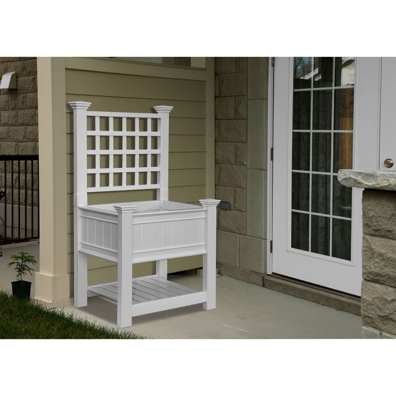 Kingsrow Rectangular Planter With Trellis - White - Vita
