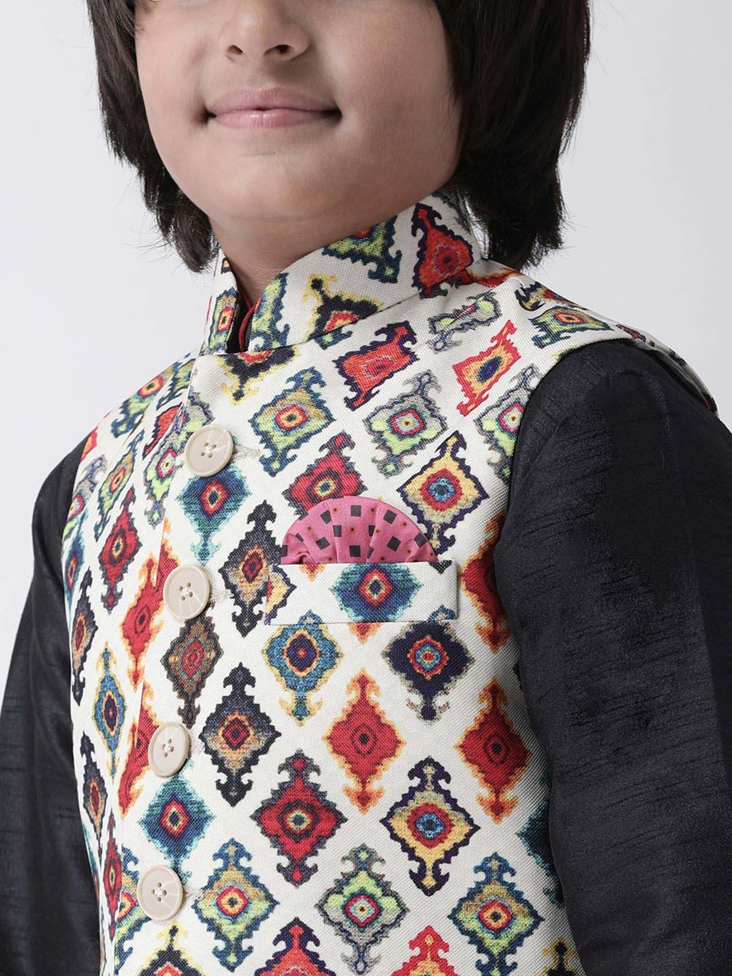 Hangup Plus Kids Multicolor Printed Full Sleeves Kurta Set