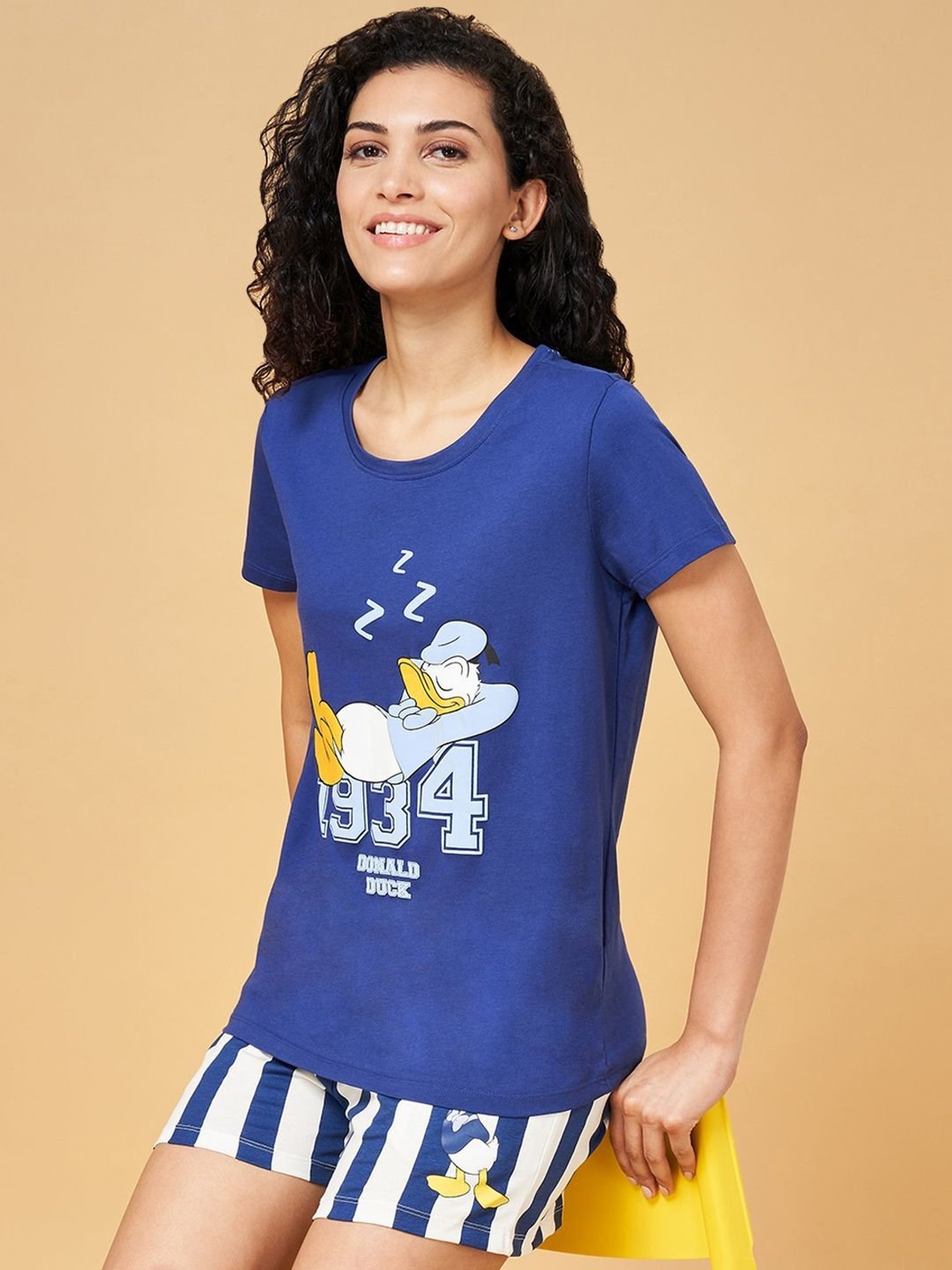 Dreamz by Pantaloons Navy Cotton Graphic Print T-Shirt