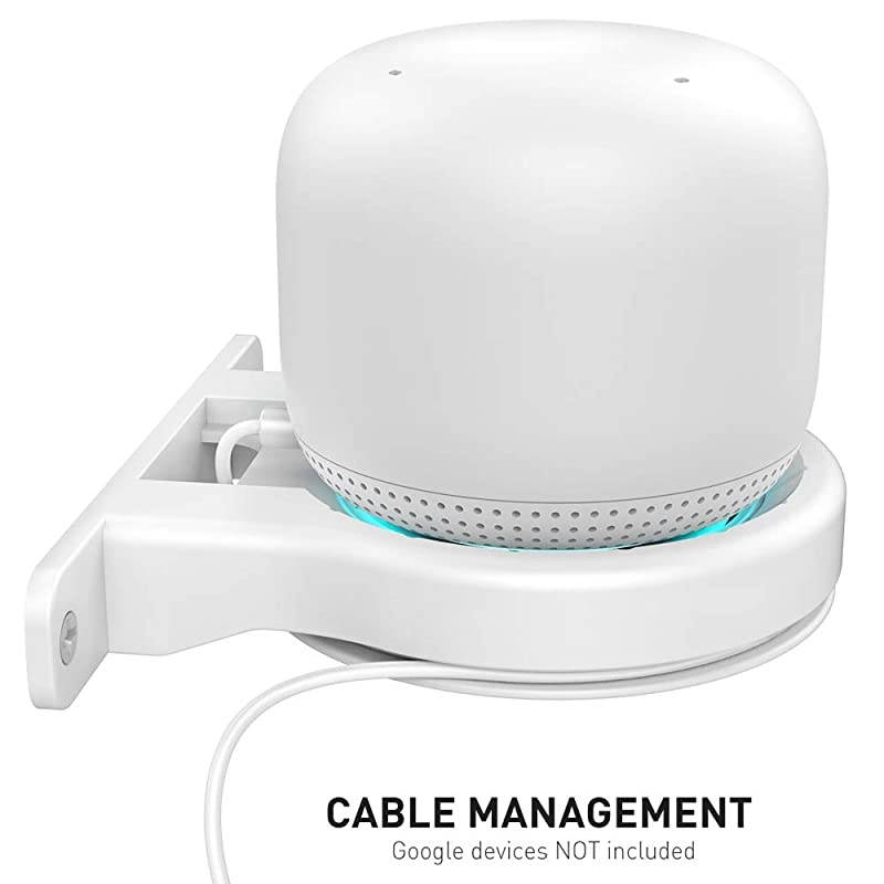 2 Pack Google WiFi Wall Mount ABS Bracket Holder Shelf for Google Nest WiFi Router and SystemBuiltin Cable Management 2 Pack White
