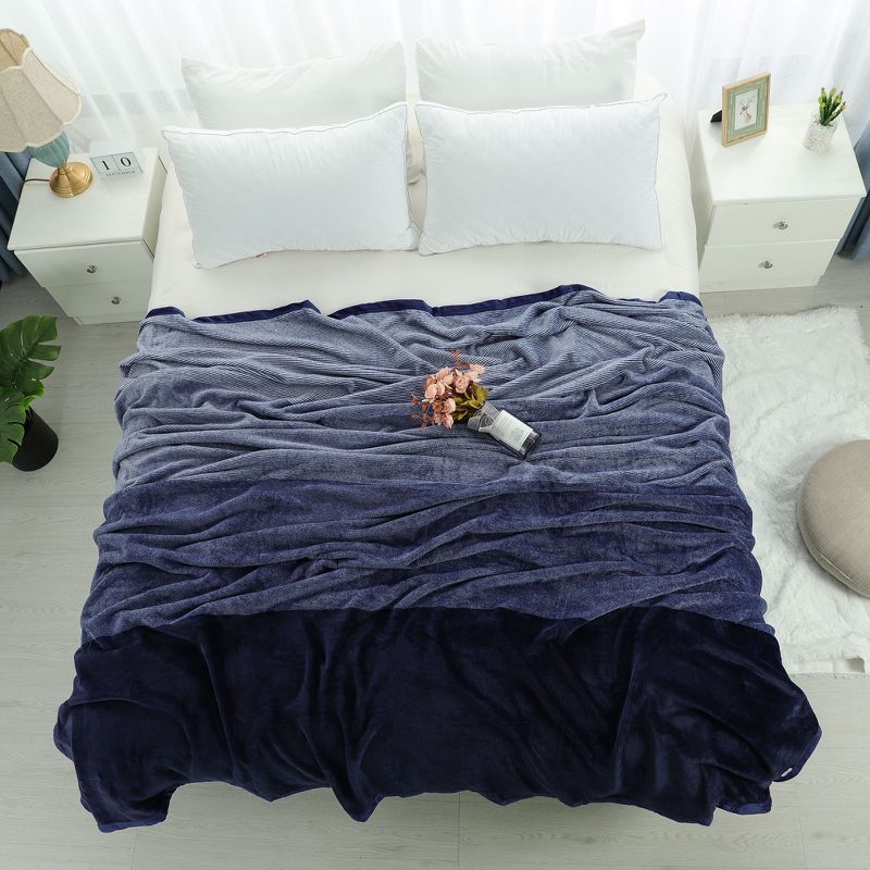 1 Pc Full Microfiber All-Season Cozy Bed Blankets Navy Blue  - PiccoCasa