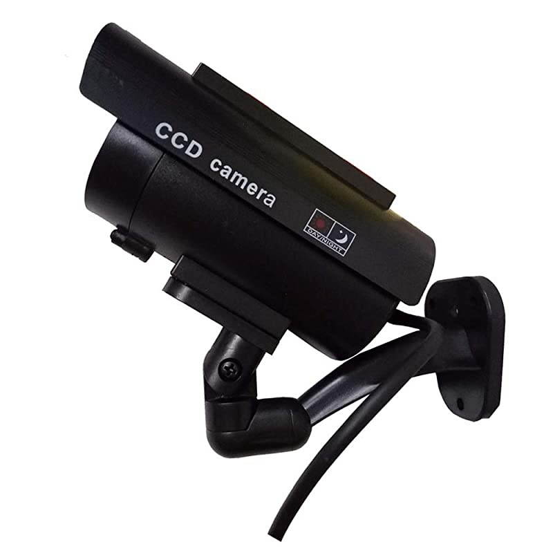 4Pack Bullet Dummy Security Camera Solar Powered Fake Simulation Monitor with LED Blinking Light CCTV Surveillance