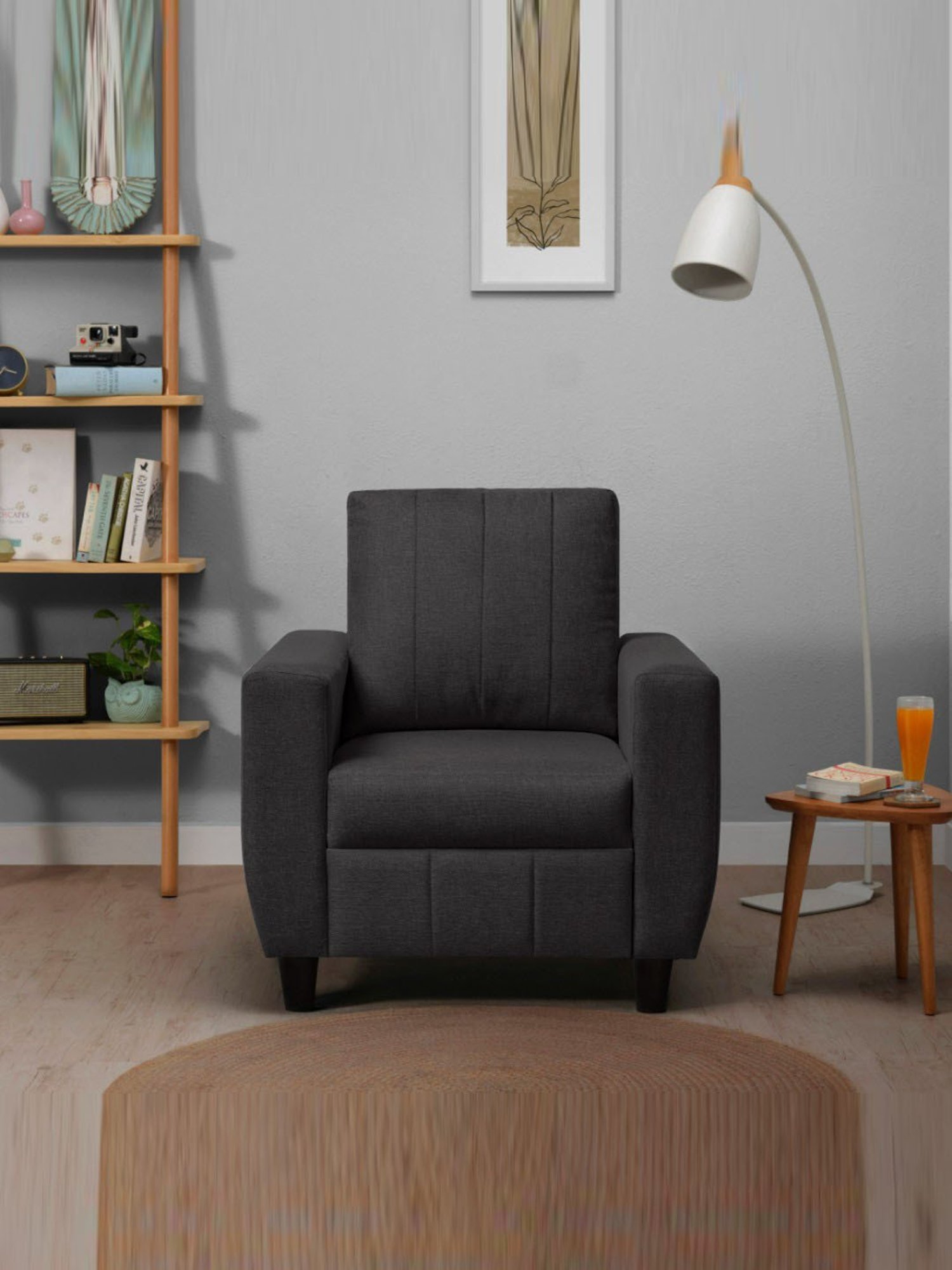 Sleepyhead Bae Woody Brown Fabric 1 Seater Sofa