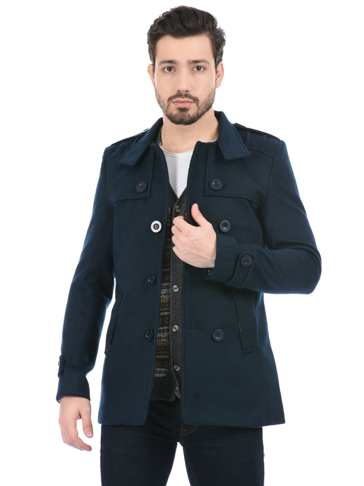 London Fog Navy Blue Regular Fit Jacket