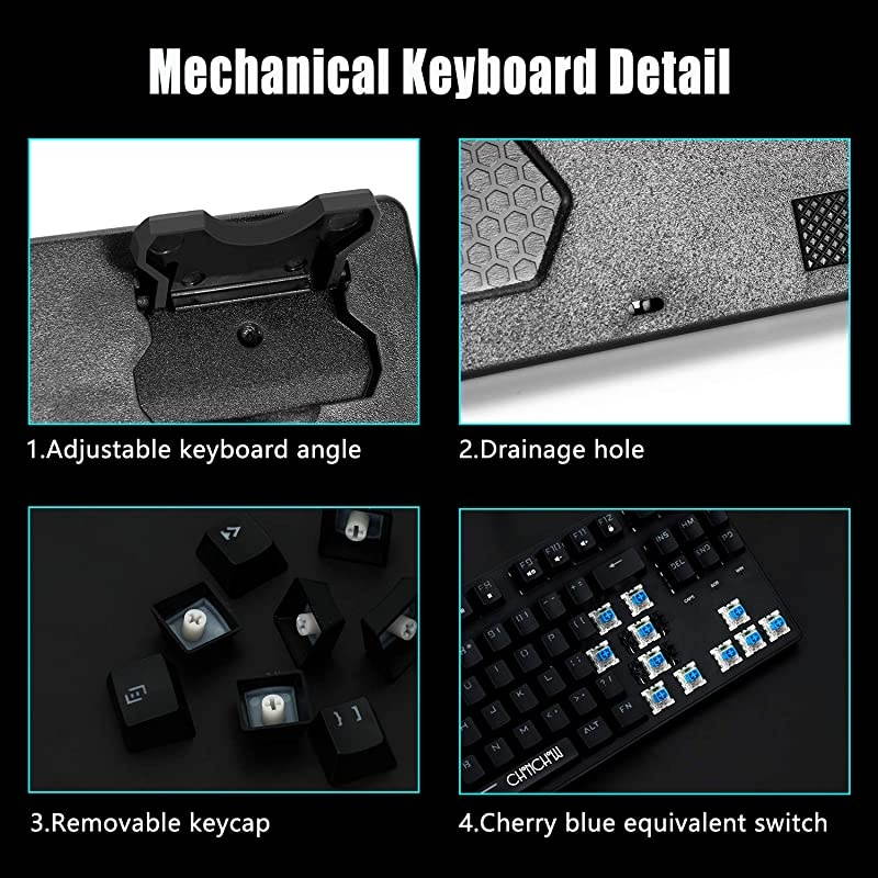RGB Compact Mechanical Gaming Keyboard  USB Wired 87 Keys Gaming Keyboard LED Rainbow Backlit 60 Tenkeyless Mechanical Gaming Keyboard for PS4 Xbox PC Gamer