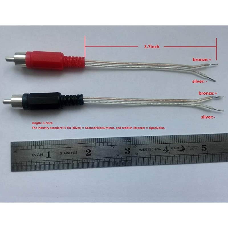 Adapter Cable from Speaker Wires to RCA PlugRCA Plug CableRCA Plug Adapter Speaker Wire Pair with RCA Males BlackRed