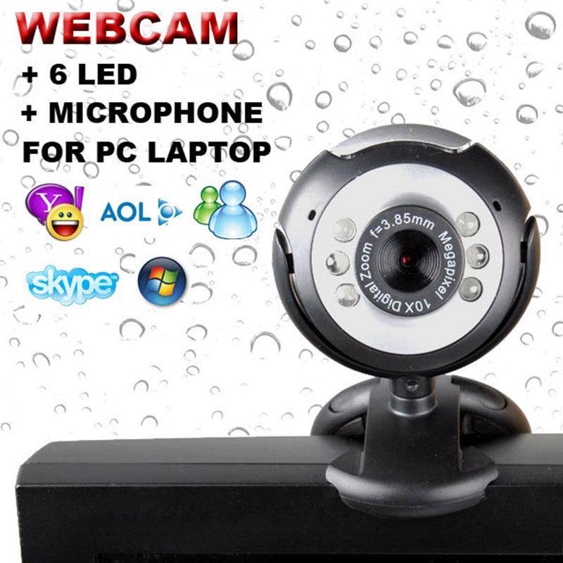 USB 2.0 50.0 M 6 LED Video Webcam Camera Web Cam With Built in Mic for Laptop Desktop PC MSN Skype